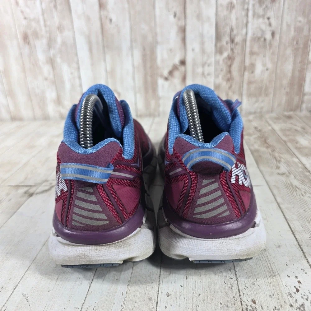 Hoka One One Clifton 4 Womens 9 Burgundy Blue Running Shoes 1016724 CJPP